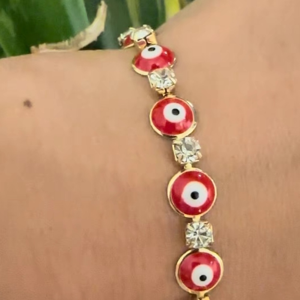 Evil Eye Red and Gold Bracelet